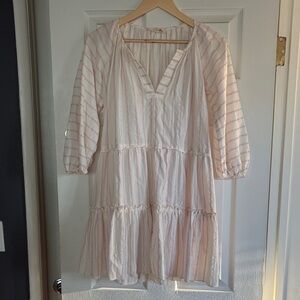 Lemlem Striped Pink and White Mini Dress Beachcover